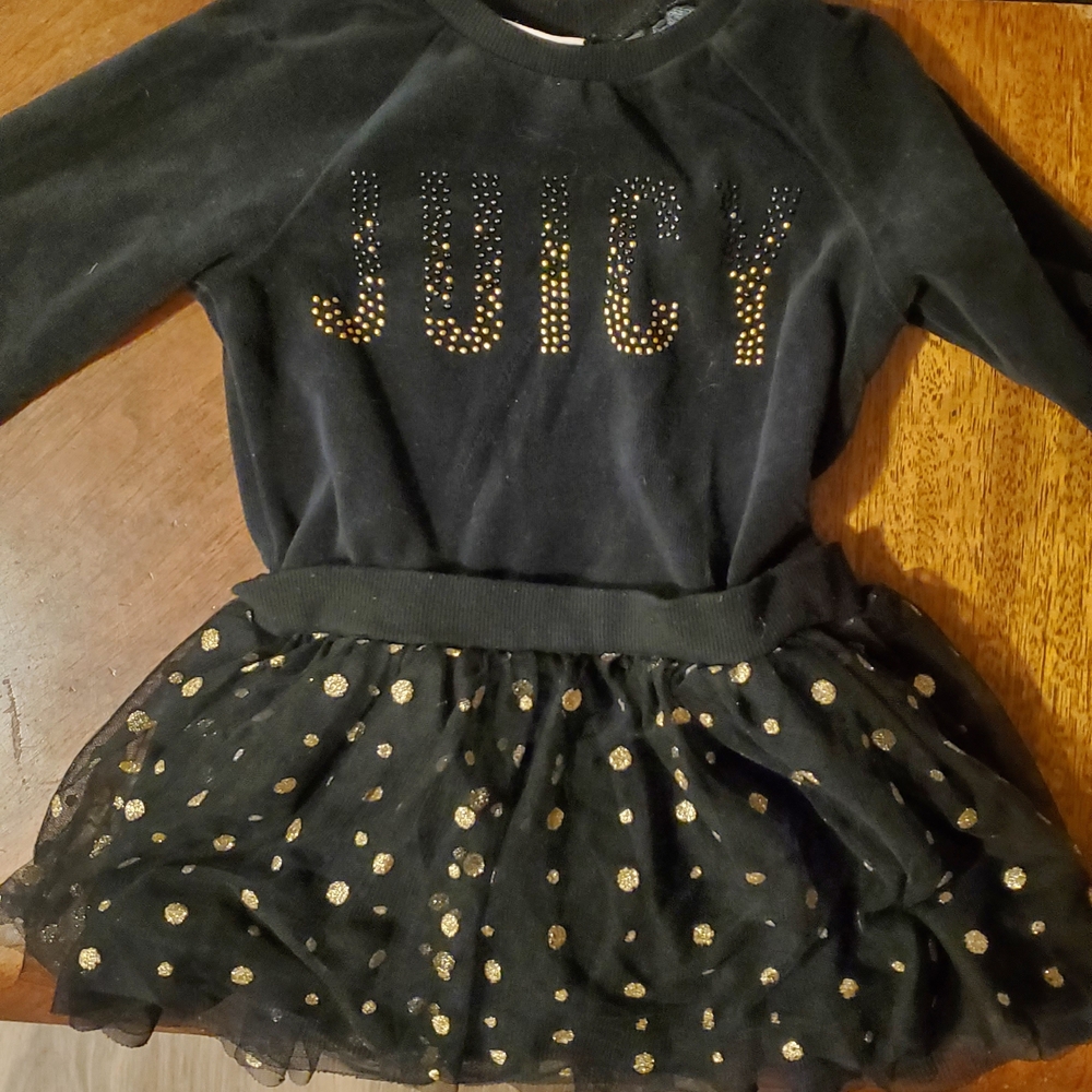 Juicy Couture Black Dress with Gold Polka Dots